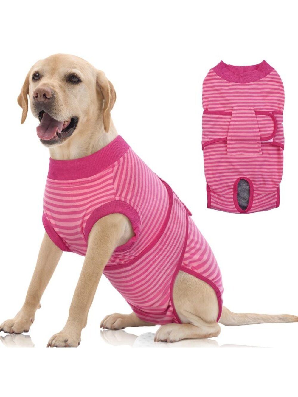 FUAMEY Dog Recovery Suit - Rose Stripes - XL